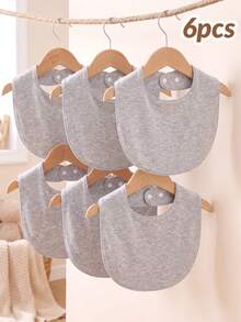 momscare 6pcs Baby Bibs Solid Color Series Minimalist Style Multi-Purpose Use Soft Comfortable Fabric Suitable For 0-3 Years Old Infants - Multicolor - View 13