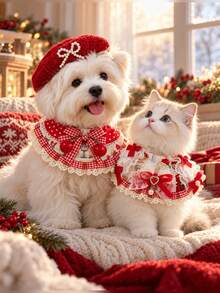 Christmas Pet Scarf Made Of Polyester Fiber. It Is An Excellent Accessory For Lively Small Dogs And Cute Cats, Suitable For Daily Indoor Wear, Outdoor Parties And Other Occasions. - Multicolor - View 7