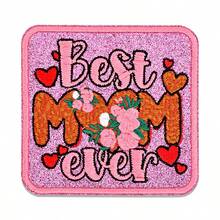 1pc Pink Mother's Day Theme "Best MOM Ever" Iron-On Patch, Decorate Jackets, Backpacks And Trucker Hats, Embroidered Heat-Transfer Patch For Clothing, Suitable For Small Business Startup - 1pcs-mom - View 2