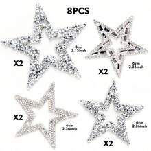 1/4/8pcs Hollow Star Rhinestone Appliques, Shiny Crystal Patches, Suitable For Clothing Repair, Jeans, Bags, Hats DIY, Peel And Stick - Multicolor - View 10