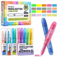 Languo 20 Colors/5 Colors Glitter Highlighter Pens, Fluorescent Pens, Oblique Drawing Pens, Suitable For Painting, Doodling, Journaling And Highlighting - Set - View 1