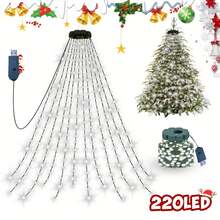 400/220 LED Christmas Indoor String Lights | 20/11 Code 2m Waterfall Tree Lights, USB Powered, High Brightness Bead Lights, 8 Modes, Suitable For Garden, Patio, Home, Christmas Tree Decoration, Holiday Decoration, Event Planning - Multicolor - View 12