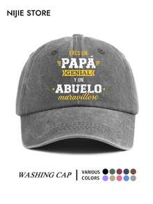 Vintage Washed Spanish Language Dad & Grandpa Print Baseball Cap, Adjustable Duck Bill Hat, Father's Day Gift For Men - A - View 7