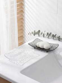 1pc Glacier Texture Soap Dish, Bathroom Sink Standing Soap Holder, Minimalist Elegant Soap Dish Rack - Multicolor - View 3