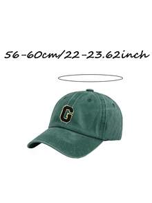 1pc Unisex Printed Washed Distressed Baseball Cap, Soft Adjustable Trucker Hat, Suitable For Women And Men, Gift, Summer, Beach, Vacation, Travel, Sports Street Style - Dark Green - View 12