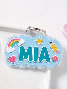 1pc Customized Cloud Acrylic Keychain, Personalized Name, Cute Rainbow Pencil Case Charm, Suitable For Backpack, School Bag, Handbag And Luggage, Gift For Girls, Commemorative Keychain, Back To School Keychain - Multicolor - View 8