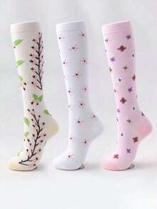 3 Pairs Pack Sports Compression Socks Women Jump Rope Running Calf Socks Men Elastic Over-The-Calf Compression Socks - Multicolor - View 9