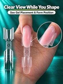 nailpop قالب تمديد أظافر الساندوتش المنحني ذو الطرفين، تصميم نموذج مزدوج علوي+سفلي قابل لإعادة الاستخدام، خطوط إرشادية فرنسية مصممة مسبقًا لتمديد أظافر البولي جل، مناسب لصالون الأظافر والاستخدام المنزلي DIY - شفاف - مشاهدة 5