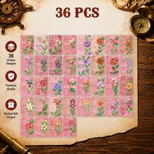 36 Healing Floral Guidance Cards, English Pink Floral Emotional Expression Prompt Oracle Cards - A - View 2