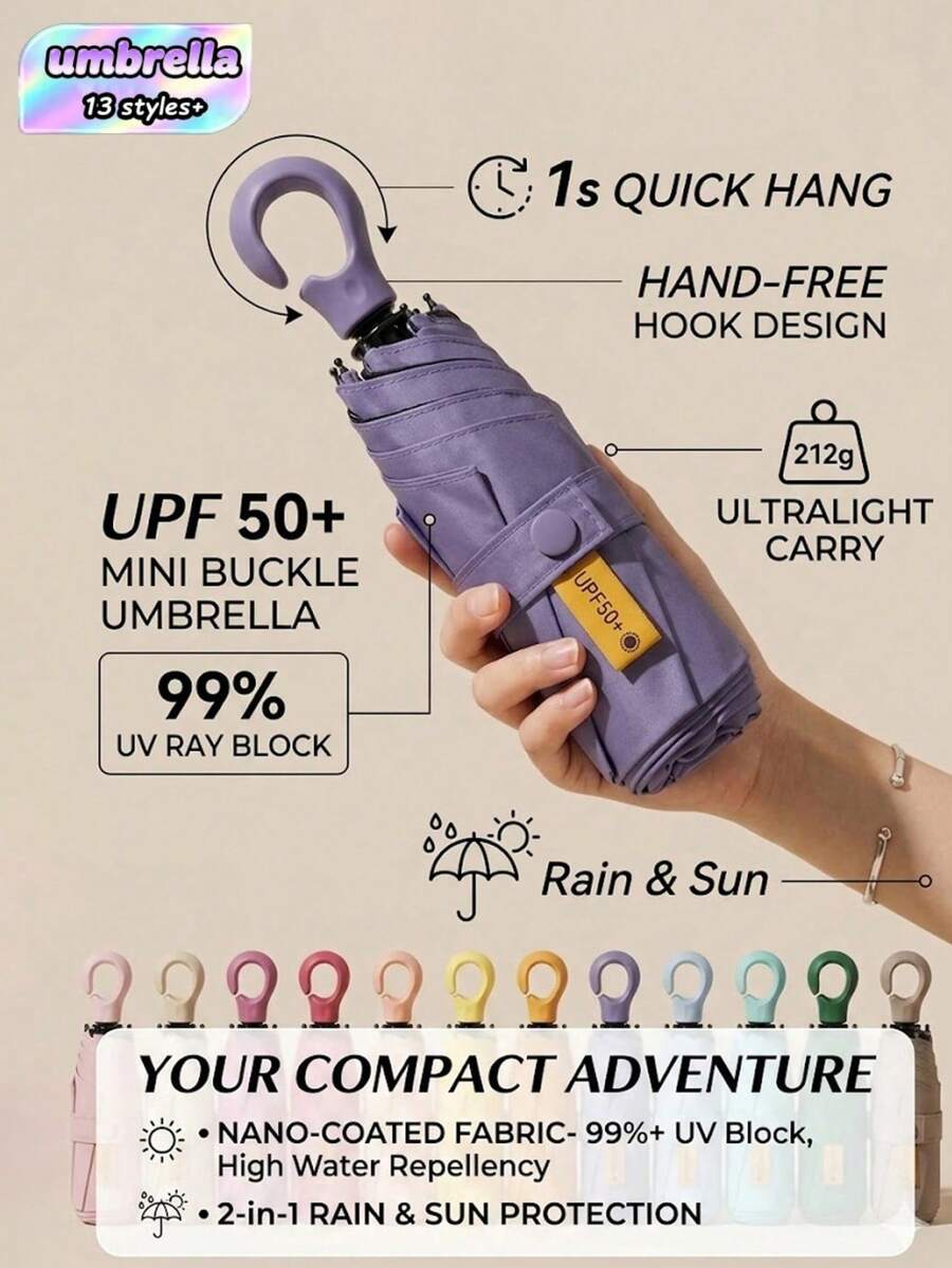 Small Folding Umbrella, Mini Pocket Waterproof Portable Travel Umbrella, Women's Sun Protection 2-In-1 Mini 6-Fold Ultra-Light Portable, Compact Portable Sun And Rain Dual-Use Umbrella, Sun Protection And Rainproof Travel Accessory/Summer