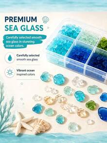 Sea Glass Art Kit, DIY Sea Glass Mosaic Art Set, Ocean Theme Sea Glass Craft Kit, Includes Colored Glass Pieces, Exquisite Ocean Inspired Artwork, Beach Home Decor Creative Handmade Gift - Multicolor - View 4