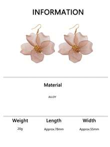 1 Pair Gentle Misty Pink Large Flower Earrings French Vintage Matte Petal Vacation Fairy Style - Pink - View 6