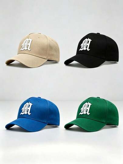 1pc Men Gothic MH Letter Embroidered Baseball Cap Adjustable Fashion Hat For Hiking Casual Street Party Travel Daily Outdoor Wear