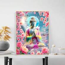 1PC DIY 5D Diamond Painting Kit Buddha Pattern - Round Full Diamond Art Mosaic Craft, Home Wall Decor, Frameless - No Frame - View 2