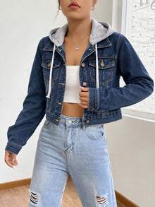 Women Denim Jackets & Coats - Dark Wash - View 1