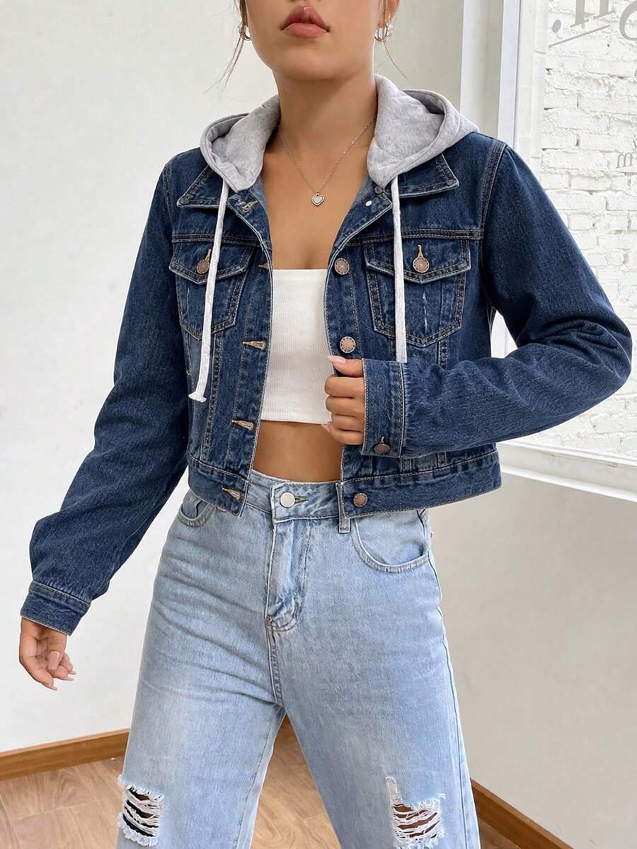 Women Denim Jackets & Coats - Dark Wash - View 1