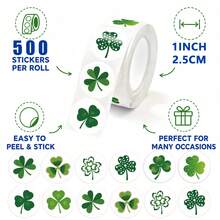500pcs/Roll Lucky Clover Self-Adhesive Stickers, 8 Pattern Designs, St ...