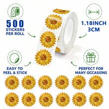 500PCS/Roll Yellow Sunflower Stickers Summer 3cm/1.18inch Suitable For ...