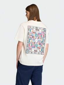 Adidas Originals Men's FLAG GFX SS Short Sleeve T-Shirt Knit Collarless Short TKD1430 - Beige - View 3