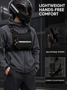 Lightweight Tactical Chest Bag, Oxford Fabric Multi-Pocket Chest Bag With Reflective Strip, Adjustable Shoulder Strap Outdoor Chest Rig, Suitable For Motorcycle Riding, Hiking, Camping, Black/Brown/Camouflage - Multicolor - View 3