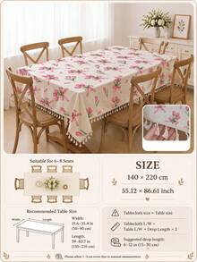 1pc Daily Minimalist Pink Bow Tulip Pattern Polyester Cotton Lace Tablecloth, Stain-Resistant With Tassel Fringe Dining Table Decor Cloth, Suitable For Square And Round Tables, Kitchen, Dining Table, Coffee Table, TV Cabinet, Entryway, Party Holiday Decoration, Home Decor, Family Gathering - Multicolor - View 14
