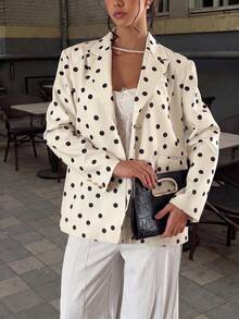 Áo khoác cardigan nữ thanh lịch họa tiết chấm bi - Màu mơ nhạt - Xem 3