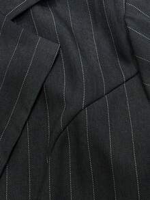 WAIT HIM Men's Casual Short Striped Blazer - Dark Grey - View 5