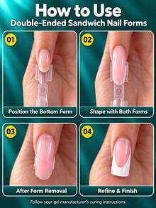 nailpop قالب تمديد أظافر الساندوتش المنحني ذو الطرفين، تصميم نموذج مزدوج علوي+سفلي قابل لإعادة الاستخدام، خطوط إرشادية فرنسية مصممة مسبقًا لتمديد أظافر البولي جل، مناسب لصالون الأظافر والاستخدام المنزلي DIY - شفاف - مشاهدة 4