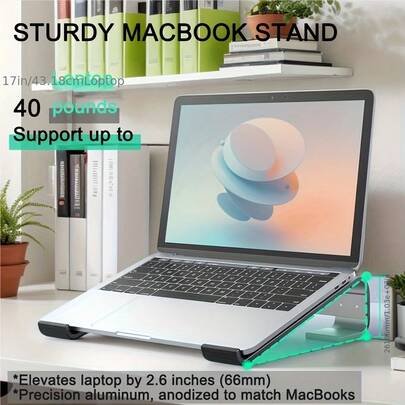Aluminum Alloy Laptop Stand, Ergonomic Detachable Notebook Riser For Desk, Elevated Laptop Holder For Comfortable Viewing, Office Work, Study And Home Use, Available In Silver And Black