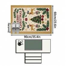 1PC Rice Base Hand-Painted Reindeer Christmas Tree Pattern Decorative Rug, American Vintage Cozy Childlike Faux Cashmere Rectangular Machine Washable Asymmetrical Carpet, Suitable For Christmas/Entryway Bathroom Kitchen Bedside Mat/Winter Holiday Atmosphere Home Decor - Multicolor - View 13