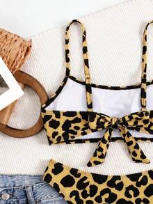 Spring/Summer New European & American Casual Leopard Print Beach Vacation Date Party Women Bikini Set - Multicolor - View 5