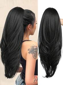 Clip-In Ponytail Extension 24 Inch Long Wavy Multi-Layer Clip-In Ponytail Hair Piece High Ponytail Soft Hair Piece For Women Deep Ginger - Multicolor - View 18
