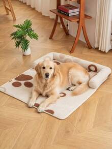 1pc Polka Dot Plush Pet Sofa Protector Pad, Wear-Resistant, Anti-Scratch, Non-Slip, Anti-Shift, Machine Washable, Easy To Clean, Cat And Dog Home Sofa Anti-Stain Protective Pad - Beige - View 3