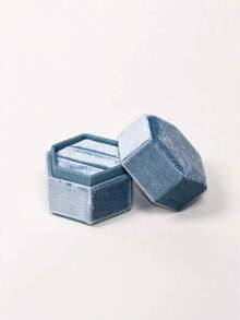 1 Set Elegant Hexagonal Velvet Ring Display Box, White Engagement & Wedding Keepsake Box, Dual Slot Ring Storage Box, Valentine's Day Gift, Suitable For Wedding Party, Proposal Scene, Holiday Party And Home Decor - Multicolor - View 9
