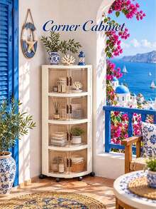 1pc 47cm/18.5in Wide Right Angle Fan-Shaped Plastic Storage Cabinet, Foldable Storage Box, Kitchen Dining Tableware Cabinet, Kitchen Storage Rack, Home Living Room Toy Cabinet Storage Rack, Gap Cabinet Organizer, Kitchen Gap Storage Cabinet, Christmas Gift, Storage Box, Underbed Storage Bin - Multicolor - View 1