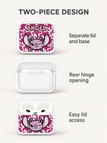 Miniso Disney Premium TPU Bluetooth Earphone Protective Case With 1 Matching Color Hook, Compatible With AirPods 1/2/3/4/5/Pro/Pro 2/Pro 3, New Soft Earphone Case, Cute Cartoon Stitch, Unisex For Couples - White - View 4