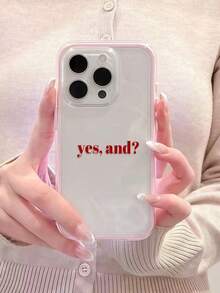 1件粉色英文「Yesand」個性化 2合1 極簡全包覆 TPU 防震手機殼，適用 Apple 18 17 16 15 14 13 12 11 Pro Max 保護殼 Air，兼容三星系列 - 彩色 - 查看 4