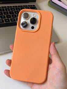 溝槽按鈕高品質液態矽膠手機殼，相容 iPhone 18 Pro Max 17 16 15 14 13 12 11 Pro Max，柔軟蠟感觸感，親膚舒適 - 橘色 - 查看 4