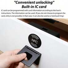 Khóa ngăn kéo tủ thông minh NFC, lắp đặt không cần khoan, có tay cầm, mở khóa bằng thẻ, mở khóa NFC qua điện thoại, mở khóa không dùng chìa, phù hợp cho: ngăn kéo gỗ, tủ, tủ đầu giường, bàn làm việc, tủ văn phòng; dùng pin AAA (không bao gồm pin) - Xem 7