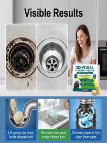 jakehoe 12Pcs Garbage Disposal Cleaner Tablets, Foaming Drain Cleaning Tablets For Kitchen Sink, Fast Dissolving Formula Removes Grime, Grease & Food Residue, Neutralizes Odors, Freshens Disposal Blades & Drain Pipe, Easy Kitchen Care - Liquid - View 6