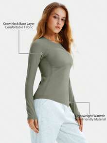 Leorrey 1pc Women's Fashion Long Sleeve Round Neck Waist-Cinched Shaping Ski Suit - Cadet Blue - View 1