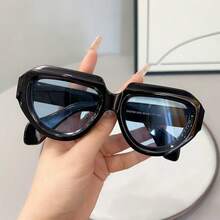 1 Pair Vintage Thick Frame Cat Eye Fashion Glasses, Minimalist Versatile For Women And Men, Suitable For Beach, Holiday, Party, Street Style, Daily Wear - Baby Blue - View 3