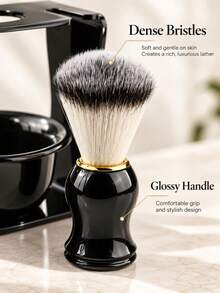 1set Men's Shaving Brush Bowl And Stand Set With Soft Bristle Beard ...
