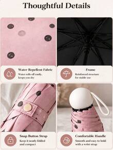 Polka Dot Mini Folding Umbrella, Portable Pocket-Sized Travel Umbrella With Capsule Storage Case, Lightweight And Foldable, Suitable For Daily Outdoor Use, Multiple Colors Available - Multicolor - View 7
