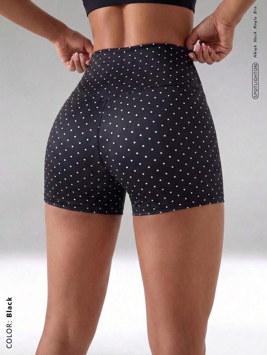 FWH Celana Pendek Polkadot Gaya Jalanan Manis Warna Hitam untuk Olahraga Musim Panas - Hitam - View 1