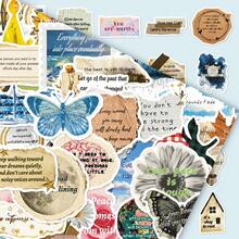 50pcs Vintage Inspirational English Art Fresh Healing Ins Style Distressed Decorative Stickers For Scrapbooking - View 3