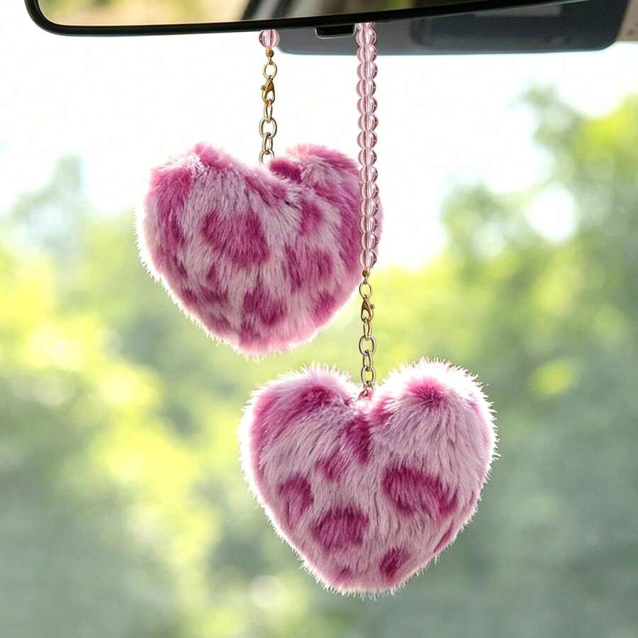 Leopard Print Heart-Shaped Car Rearview Mirror Hanging Ornament ...
