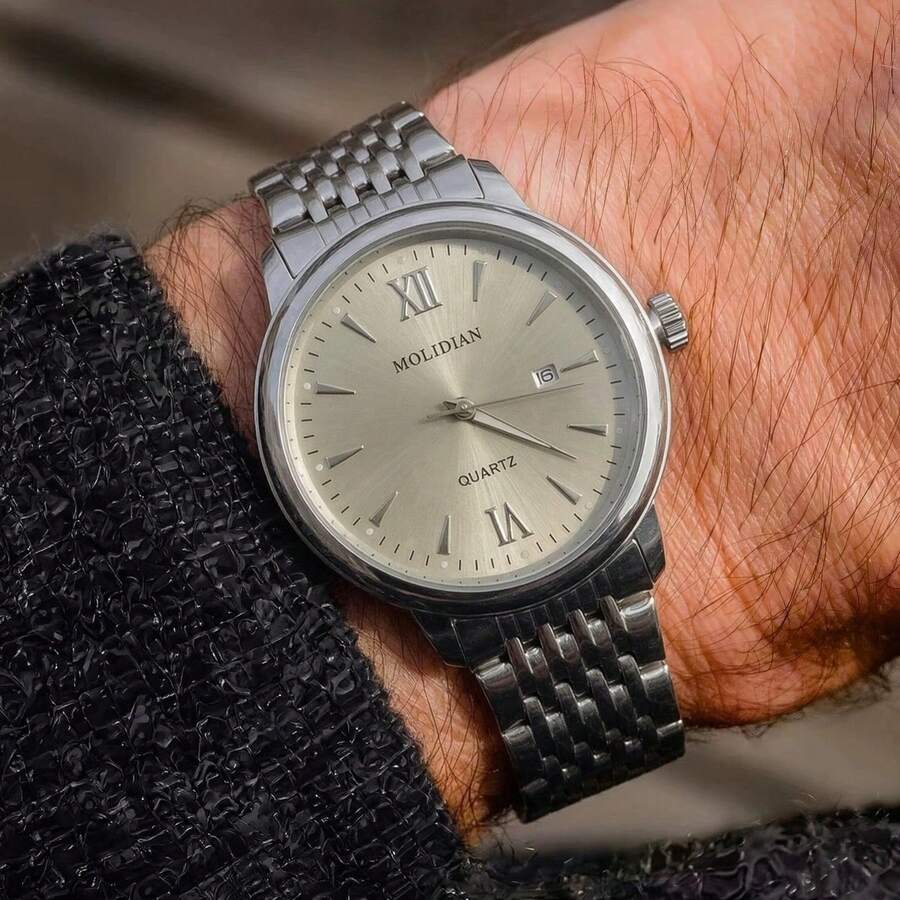 1pc Men's Mechanical Watch With Transparent Case Back, Business Fashion Highly Attractive Design - Silver - View 1
