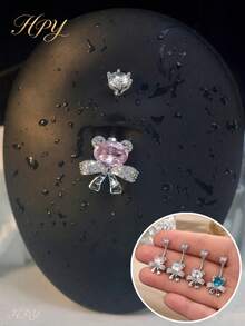 HPY905-Bowknot Colorful Rhinestone Bear Navel Piercing - Multicolor - View 10