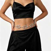 1pc Women's Belt, Western Style Belt, Personalized Hollow Five-Point Star Waist Chain Decorative Waist Belt, Fashionable Versatile Body Chain For Matching With Wool Skirts, Beach Vacation, Party - Silver - View 1
